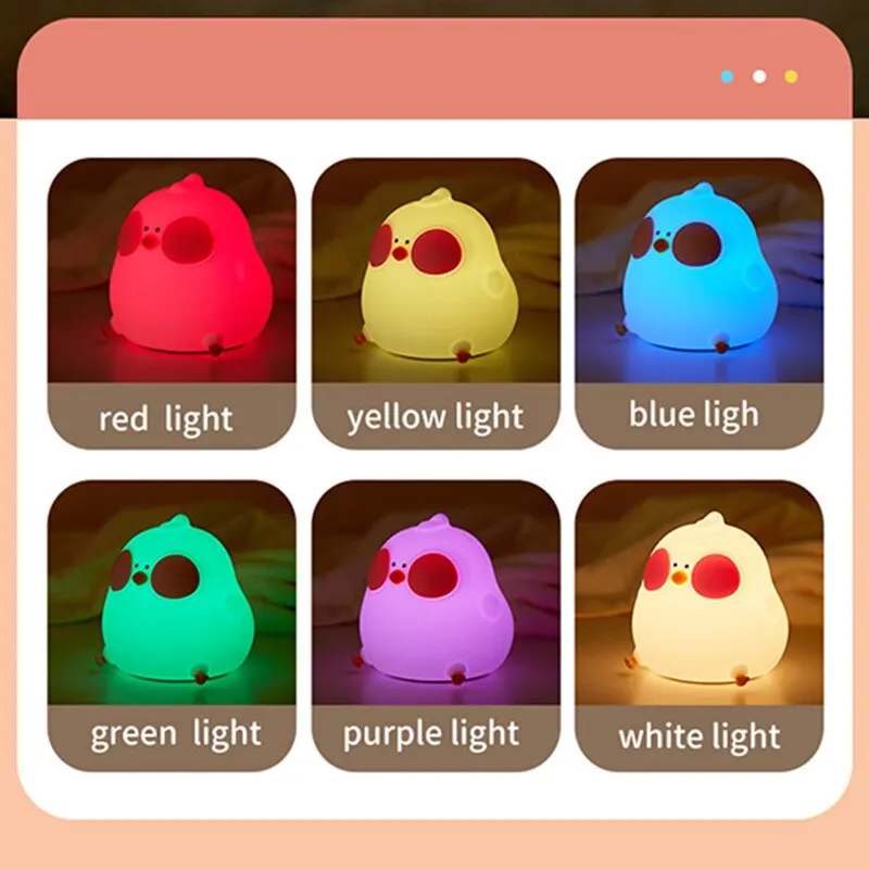 Colorful LED Nightlights Touch Sensor Cartoon Night Light for Kids Holiday Christmas Birthday Gift USB Rechargeable Bedside Lamp