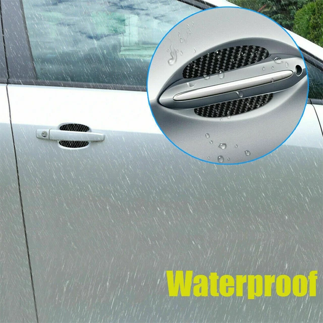 Ajxn 4 PCS Car Door Handle Sticker, Carbon Fiber Anti-Scratches Car Door Cup Protector, Non-Marking Auto Door Handle Protective Film, Universal For Most Car Handles (Black