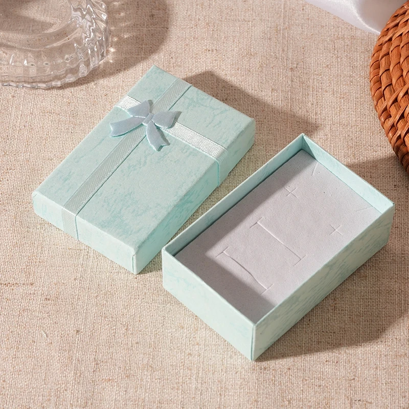 Set of 4 Colorful Square Jewelry Gift Boxes for Storage & Travel: Blue and Pink