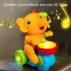 Drumming Elephant Toy, Music Light Drumming Toy Car Cute Small Elephant Toys Car Parent Child Interactive Toy Games 3
