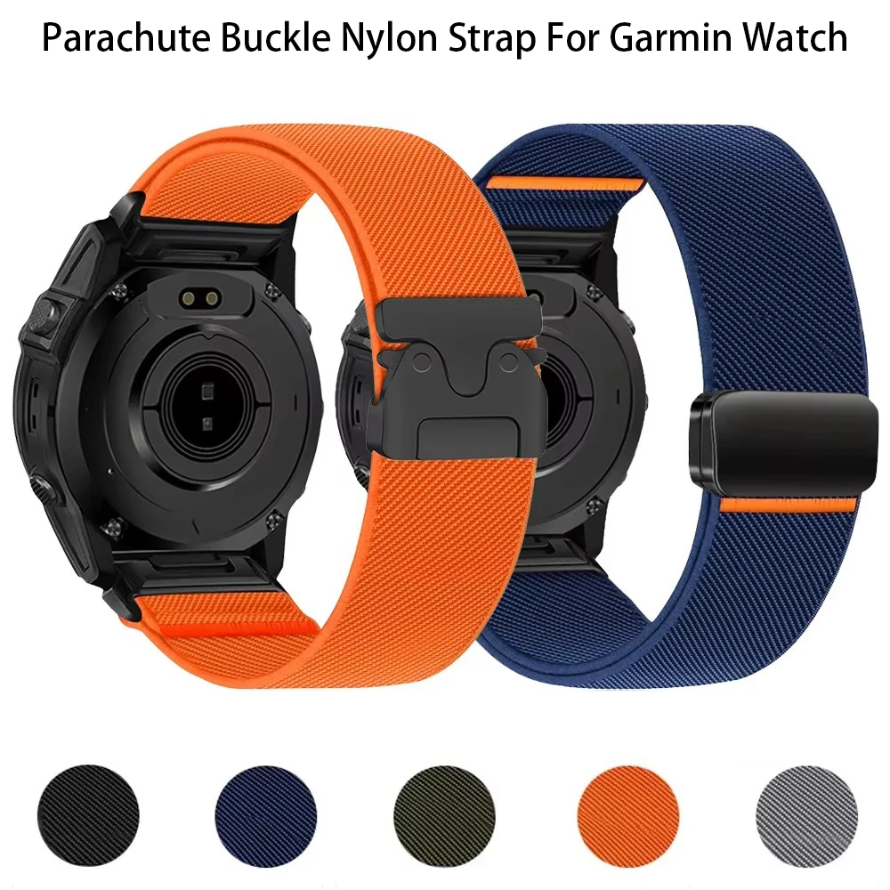 Elastic Nylon Strap with Parachute Buckle - Versatile Quickfit Band, Available in Multiple Sizes