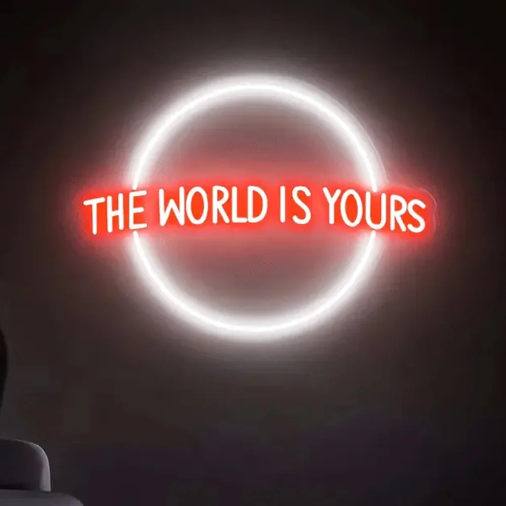 The World Is Yours Neon Sign-Acrylic Finish, Switch Control, Multipurpose USB Powered LED Light for Home, Bar, Wedding Decor