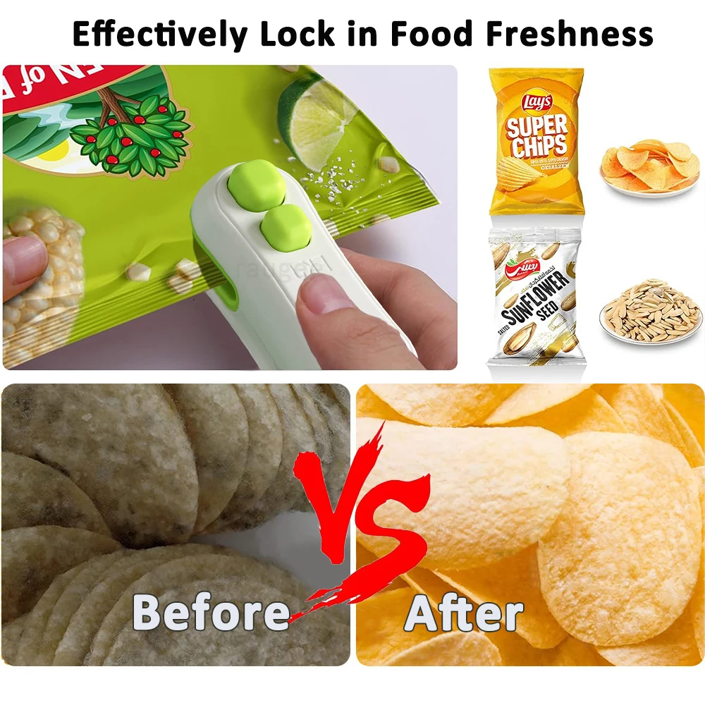 Mini Sealing Machine Food Package Heat Sealer USB Rechargable Plastic Bag Clip Bag Sealer Handheld Food Packaging Heat