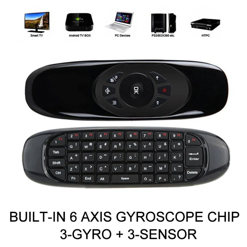 Wireless Fly Air Mouse Mini Gyroscope C120 Multi Language Version Voice Remote Control For X96Q T95 Smart TV Box Pc | Электроника