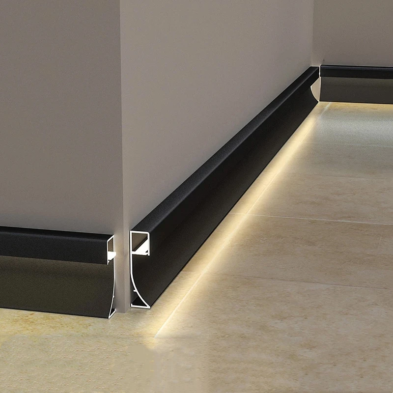 50mm 80mm LED battiscopa linea luce profilo in alluminio Suface montato  parete in metallo battiscopa Decor lampada lineare per soggiorno corridoio