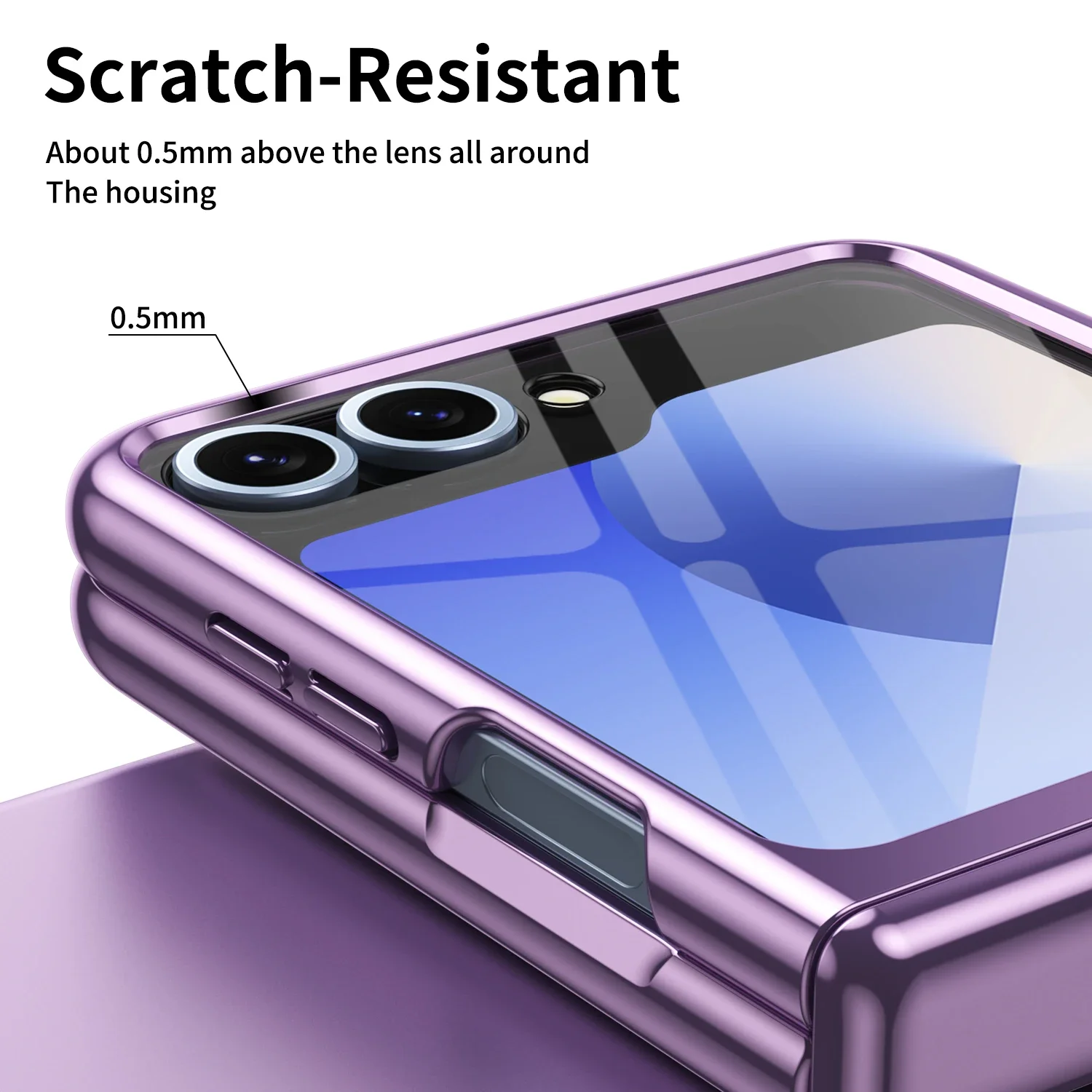 Electroplated Transparent Phone Case with Hinge Protection and Tempered Film Cover