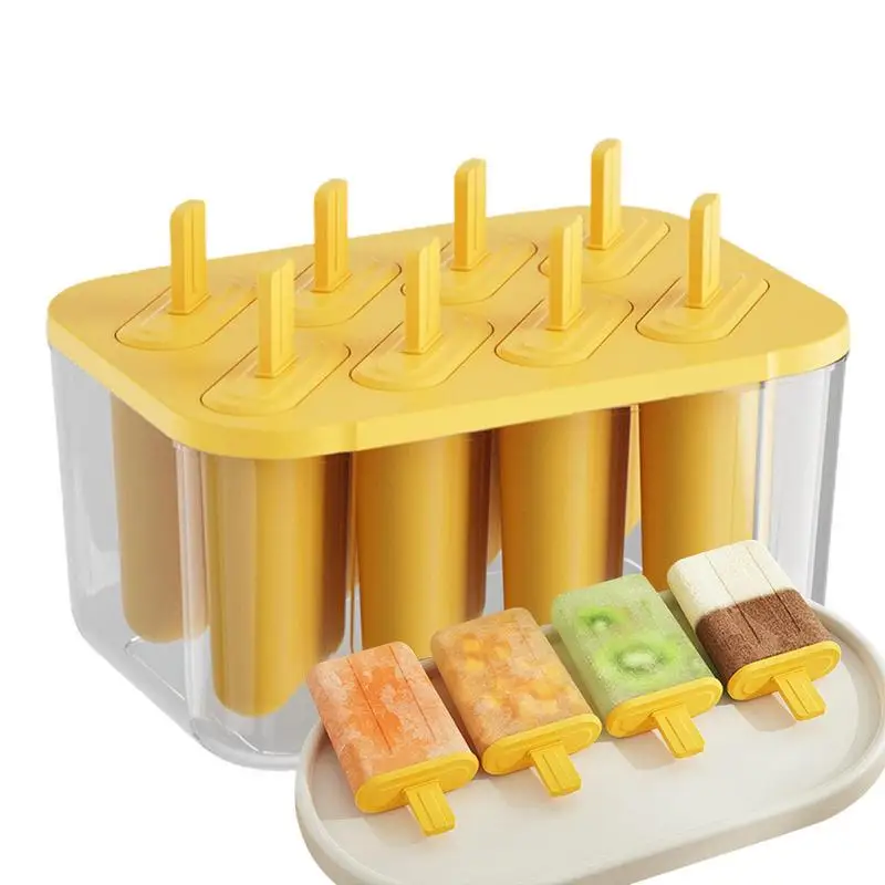 

8Pcs Ice Cream Popsicle Molds Set Tray Homemade DIY Ice Cube Maker With Fruit Juice Mould Ice Pop Cake Dessert Freeze Mold Tray