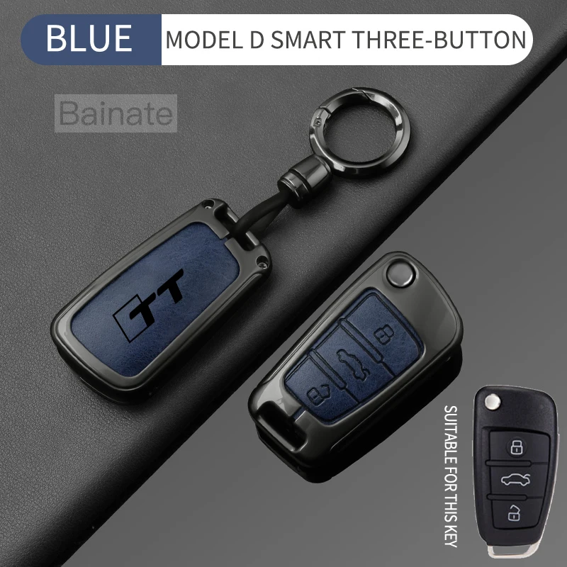 금속 가죽 자동차 키 케이스 커버, 아우디 TT 8j 8n 8s mk1 2 3 2008 2010 2011-2019 리모컨 키 쉘 가방 자동차 액세서리
