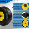 4.10/3.50-4" Flat Free Tire and Wheel, 10" Solid Tire with 5/8" Axle Bore Hole with 3/4" & 1/2" Extra Bearings, 2.2" Offset Hub 4