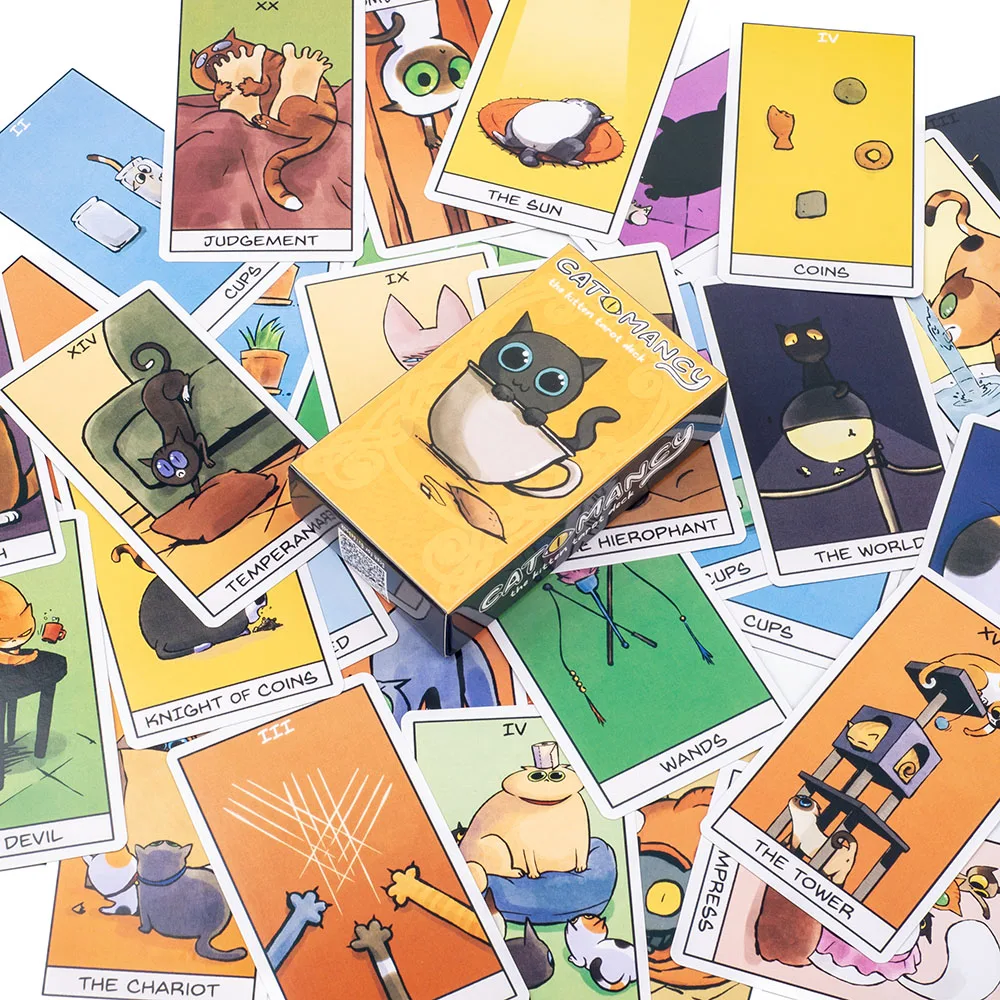 Cat Mancy Kitten Tarot Deck 78 Cards English Version Divination for Family Party Board Game for Cat Lovers
