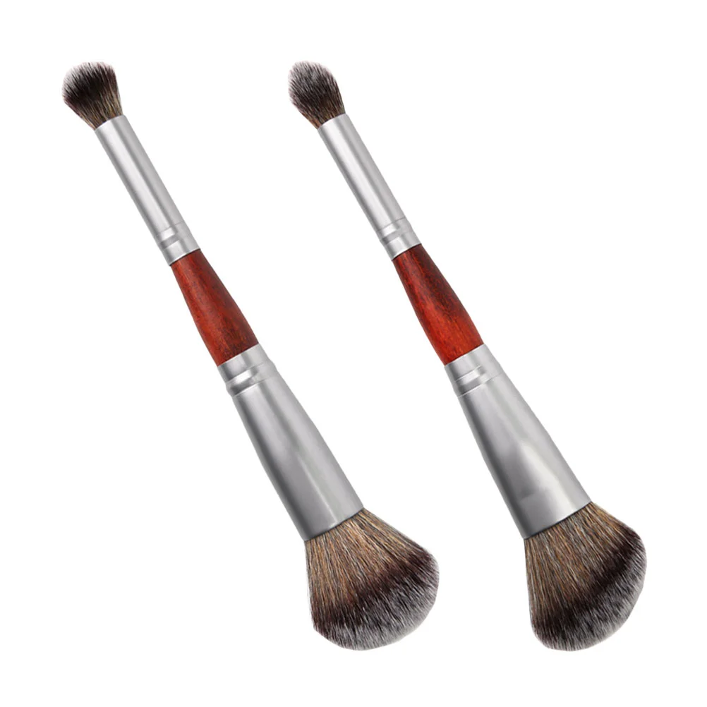 

2 Pcs Makeup Brush Double Head Blush Soft Fur Powder Complexion Eye Shadow Female Woman