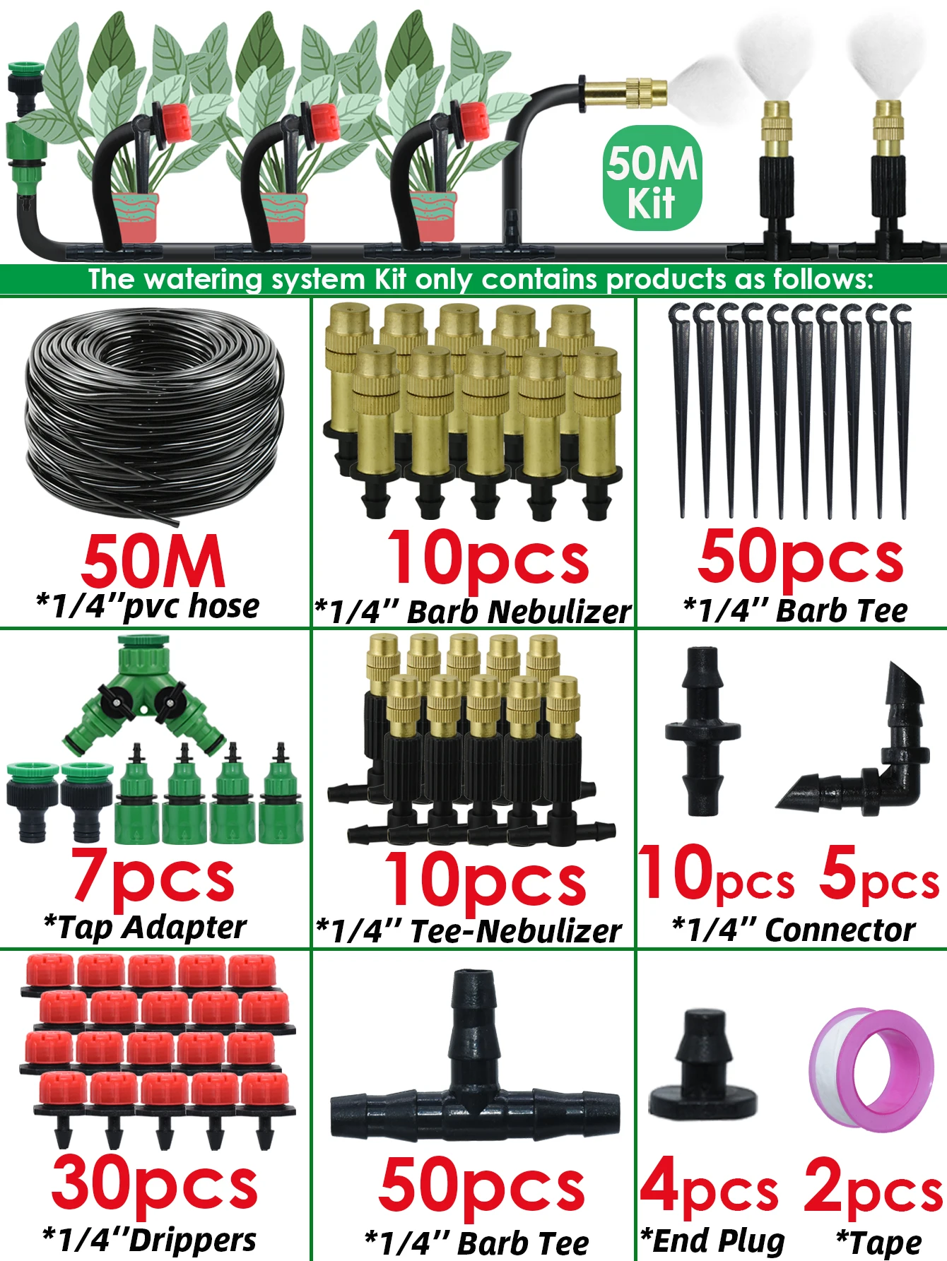Automatic Watering System Kit for Gardens - Micro Drip Irrigation & Cooling Mist Spray