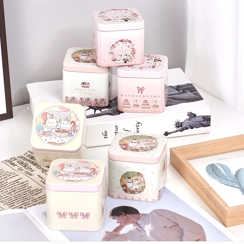 Cute Cartoon Square Wedding Candy Box Home Chocolate Candy Storage Box Baby Birthday Party Gift Candy Box Jewelry Organizer