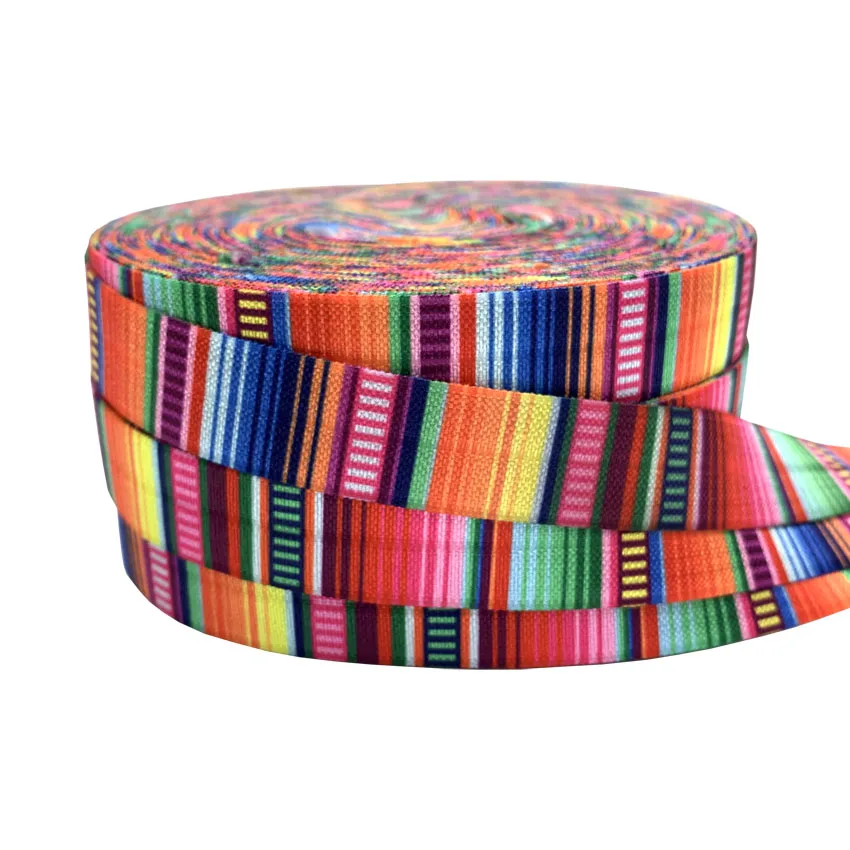16mm Tie Dye Bunte Streifen Print Falten Über Elastische FOE Band Headwear Partei Geschenk Verpackung Nähen Hause Dekoration Zubehör 10Y – Detail 1