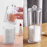 Acrylic Makeup Organizer Cotton Swabs Containerwith Bamboo Lid Cosmetic Transparent Box Cotton Pad Organizer Jewelry Storage Box 1