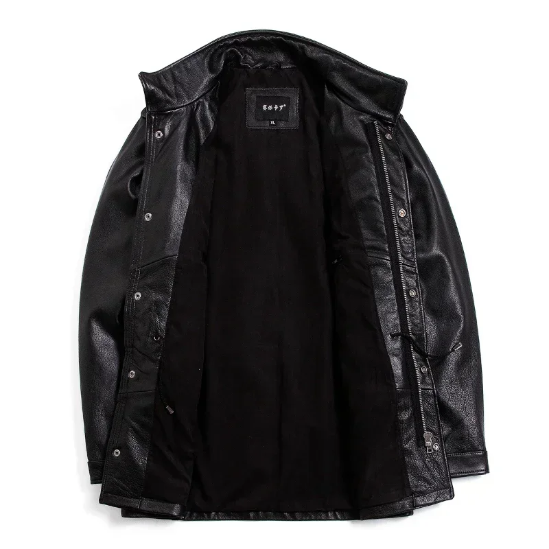 Tcyek 남성용 따뜻한 진짜 소가죽 재킷, 남성 의류, 오토바이 재킷, 사파리 M65 트렌치 코트, 겨울