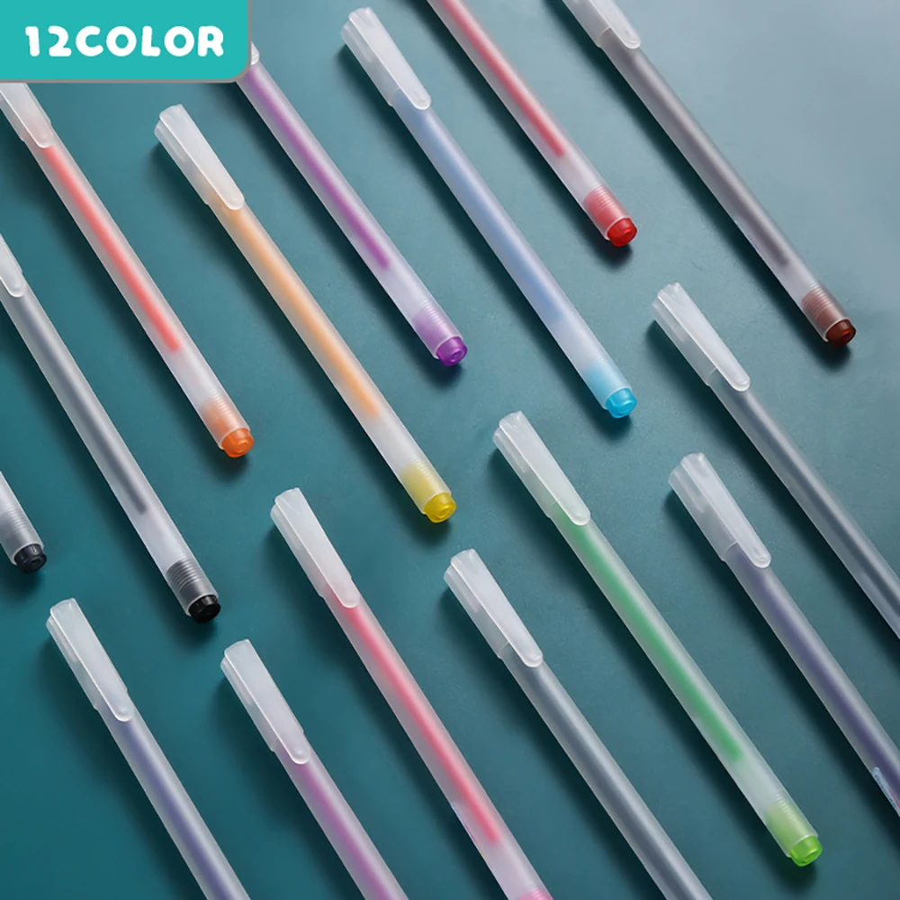 

12 Colored Gel Pens 0.5 mm Ballpoint Pen for Journal Cute Marker Pen School Stationary Writing Supplies