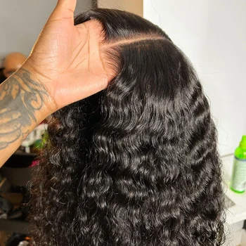 Parrucca senza colla Capelli umani pronti da indossare Onda d'acqua 13x6 HD Parrucche frontali in pizzo per capelli umani Parrucca anteriore in pizzo riccio per capelli umani Prepizzicata