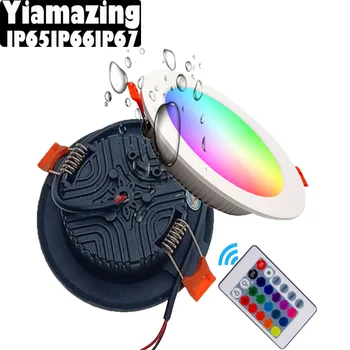 실외 방수 RGB LED 다운라이트, 노벨티 무드 천장 스포트라이트 램프, IP67, IP65, IP66, 220V, 6W, 9W, 12W, 15W, 18W, 24W, 30W, 36W, 48W