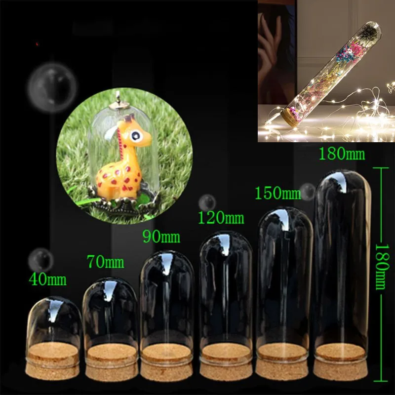1X Mix Size Micro Landscape Eternal Transparent Flower Glass Cover DLY Cover Glass Dome On Cork Base Home Office Table Decor
