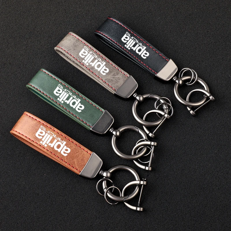 Premium material leather motorcycle key ring chain for Aprilia Racing GPR RSV4 RS125 RS250 with logo car Accessories