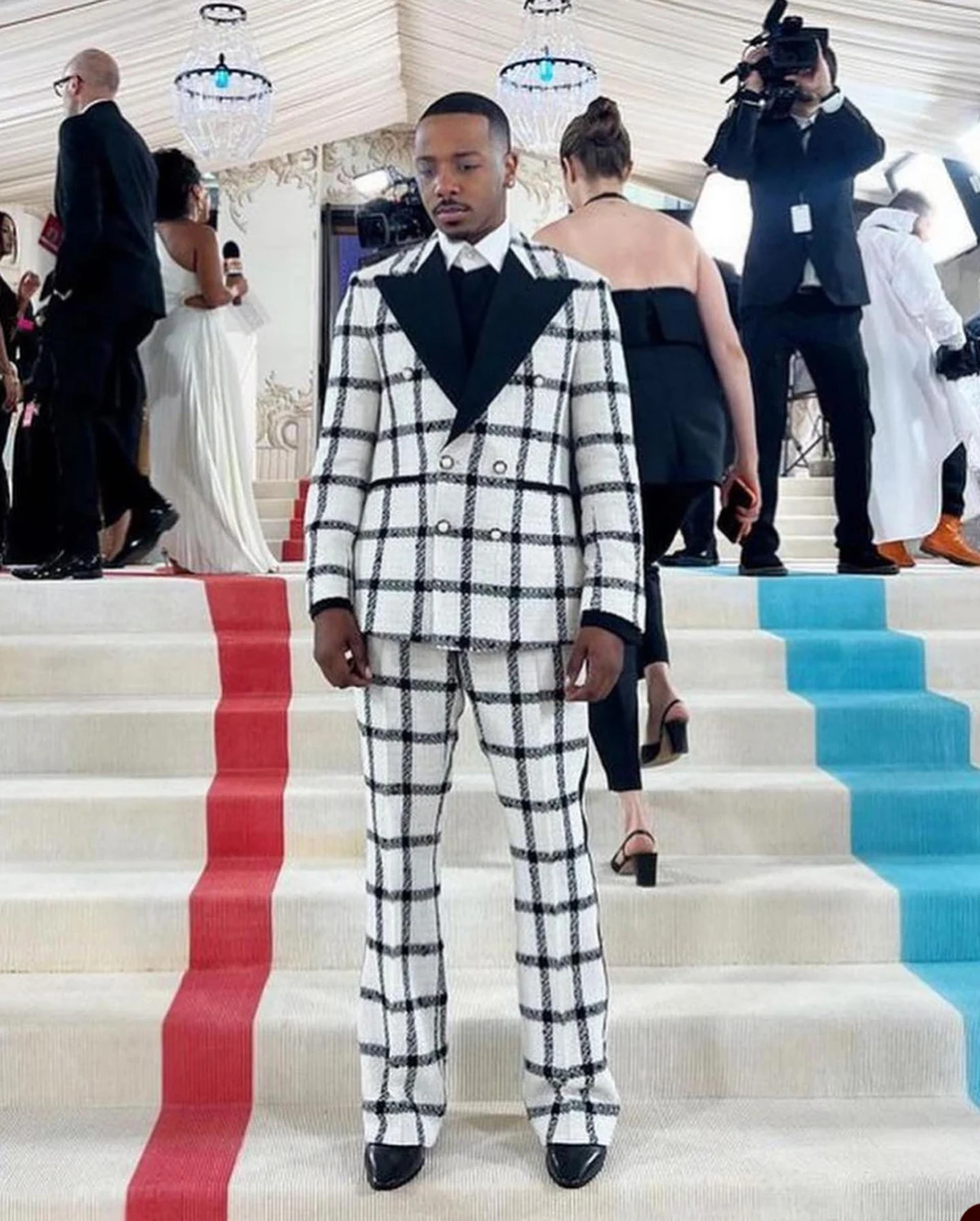Wedding Men Suit Dark Checkered Tailor-Made Tuxedo Jacket Pants Blazer Party Singer Groom Costume 2-Pieces men suit set