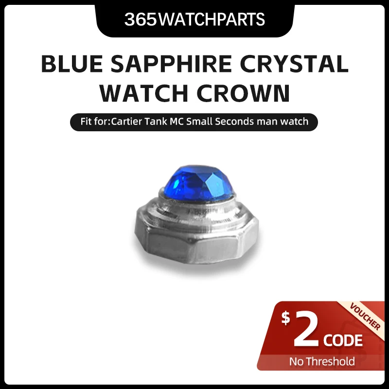 Corona Per Orologio In Acciaio Cristallo Zaffiro Per Cartier Tank Mc Small Seconds Man 34.3 X44Mm Strumenti Per Parti Di Orologi Per Macchine Automati