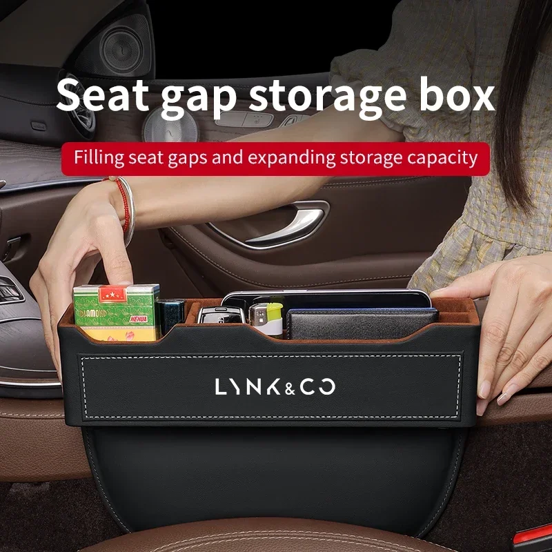 

For LYNK&CO 03 PHEV 05 09 PHEV 09 MHEV 01 06 02 03+ Leather Car Seat Gap Organizer Seat Crevice Slot Storage Box Accessories