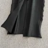 TWOTWINSTYLE Solid Spliced Diamonds Two Piece Set For Women O Neck Long Sleeve Top High Waist Slim Skirt Sets Female KSE517939 6