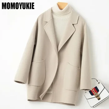 2024 autunno inverno edizione coreana cappotto di lana a doppia faccia di alta qualità moda donna giacca di lana allentata vestiti capispalla sottile 1