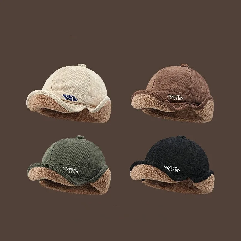 Warme Mütze mit Ohrenklappen aus Kunstfell, Wintermütze mit Krempe, Outdoor-Baseballmütze für kaltes Wetter, Unisex, für Männer und Frauen – Detail 1