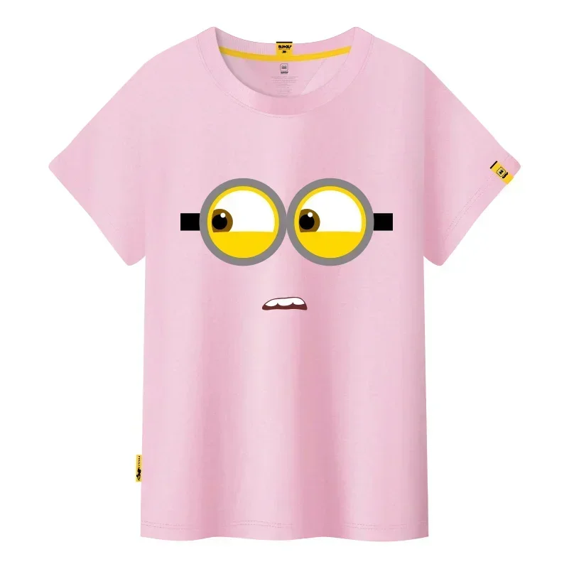 Minions Summer Children 100% Cotton Round Neck T-Shirt Boys Harajuku Casual T-Shirt Tops Street Fashion Kids Clothing 3