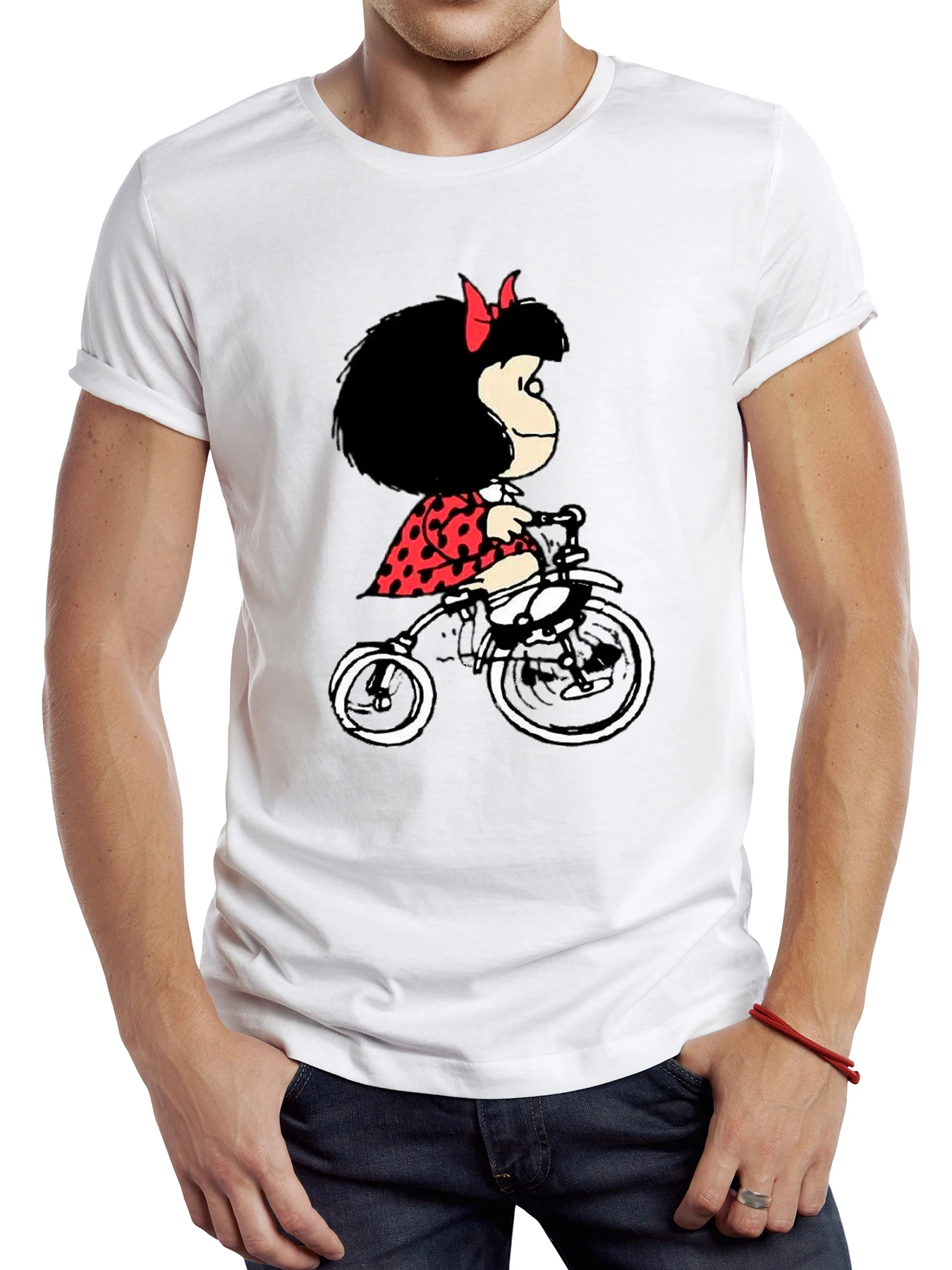 Teehub lustige Mafalda T-Shirt Kurzarm Cartoon arme Erde gedruckt Harajuku Mädchen T-Shirt Tops Männer T-Shirt Streetwear – Detail 4