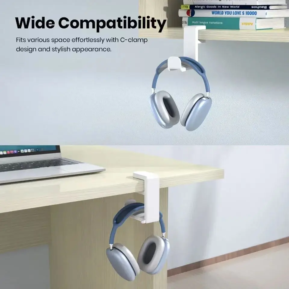 Pc Headphone Stand No Punch Table Clip Hook 360 Degree Rotating Holder Miscellaneous Storage Hanging headphone stand headphone holder