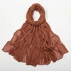 Nouveau Hijab en rayonne froissé pour femmes, écharpe musulmane, châles longs, Turban islamique solide, bandeau Heascarf, bandeau Ramandan