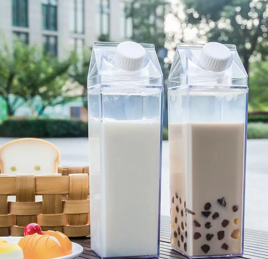 Water Bottle 500ml/1000ml Milk Carton Transparent Plastic Portable Box For Juice Tea Milk Bottles Drinking Cup BPA Free