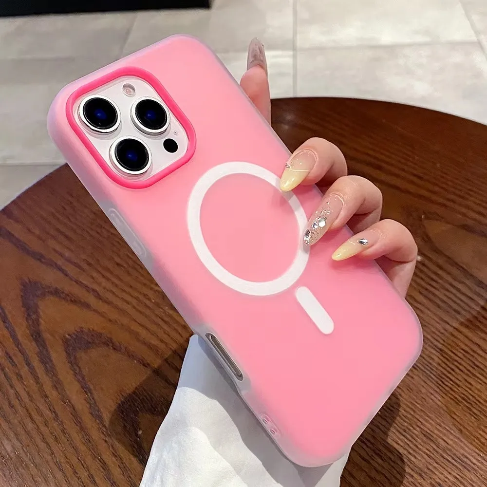 Dual-Color Jelly Magnetic Charging Phone Case with Shockproof Soft Cover