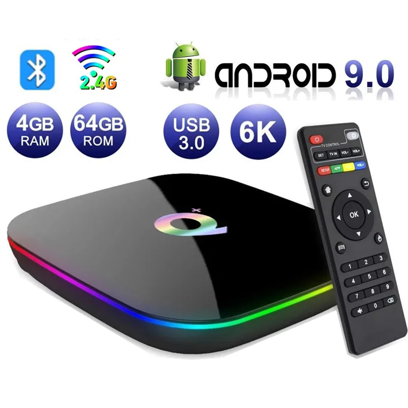 Q+ Plus Smart TV Box Android 9.0 4GB RAM 32GB/64GB ROM Quad Core H.265