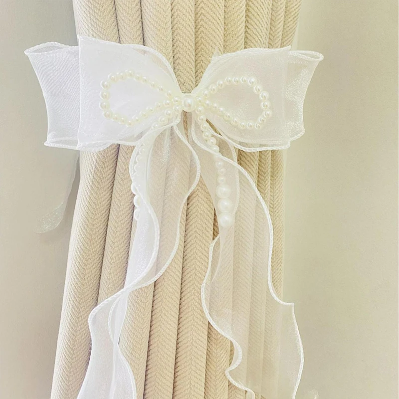 1/2pcs INS Curtain Bow Tiebacks Window Curtains Binding Rope White Window Curtain Strap Bag Decoration Curtain Decor Accessories 4