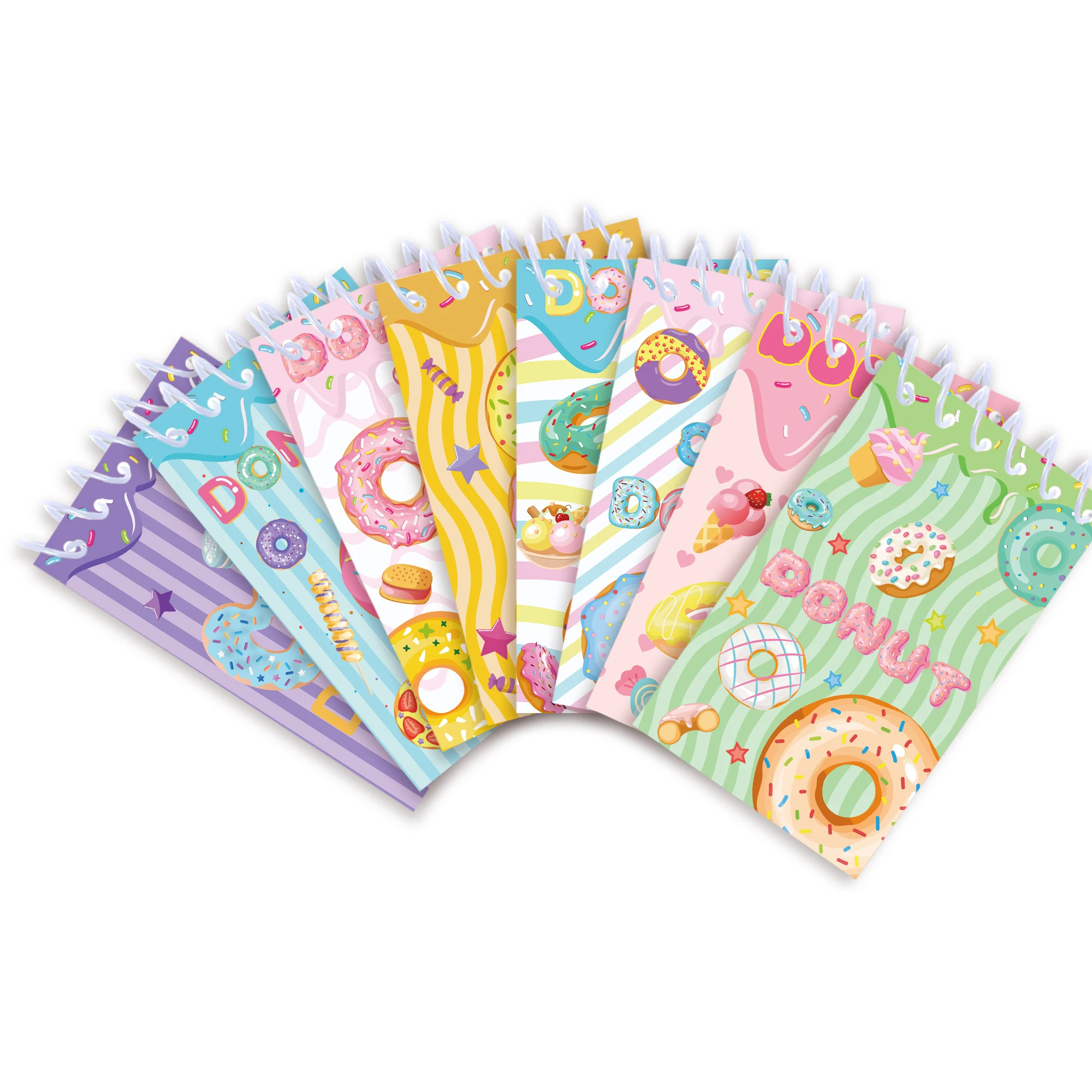 128 Seiten Donut-Muster Mini-Spiral-Taschen-Notizbücher, Notizblock, Spulen-Broschüre, Notizblöcke für Büro, Schreibwaren, Schultagebücher – Detail 8