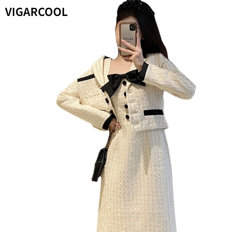 

Small Fragrance Suit Skirt 2023 Spring and Autumn New Celebrity Gentle high-end retro temperament Goddess style two-piece set