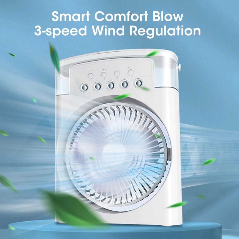 3-in-1 Portable USB Rechargeable Mist Fan Humidifier LED Night Light for Home Office Travel Desktop