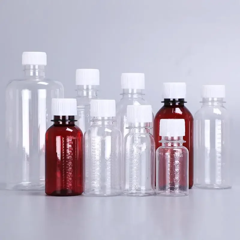 

Free shipping 150/200/250/500ml Anti-theft cover transparent PET plastic bottle wholesale sample bottle liquid subpackage bottle