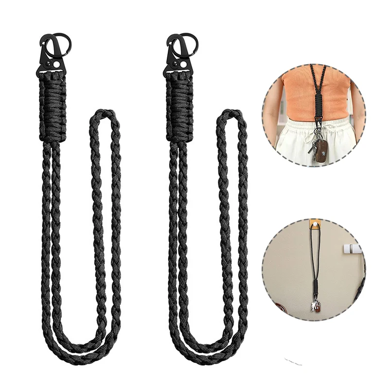 Heavy Duty Braided Paracord Safety Lanyard with Carabiner Clip
