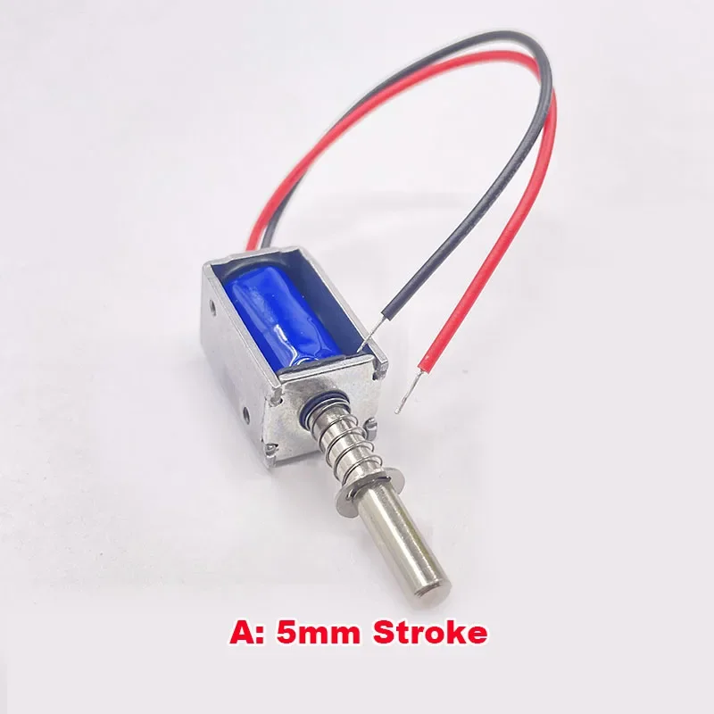 DC 5V 6V 9V 12V 12mm Mini Push-Pull Through Type Micro DC Electromagnet Open Frame Spring Solenoid Magnet Stroke 3mm/5mm