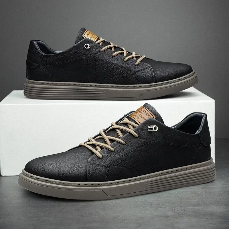 Genuine Leather Italian Casual Shoes Men Lace Up Oxford Outdoor Jogging Shoes Office Men's Dress Shoes Large Size 36-47 2