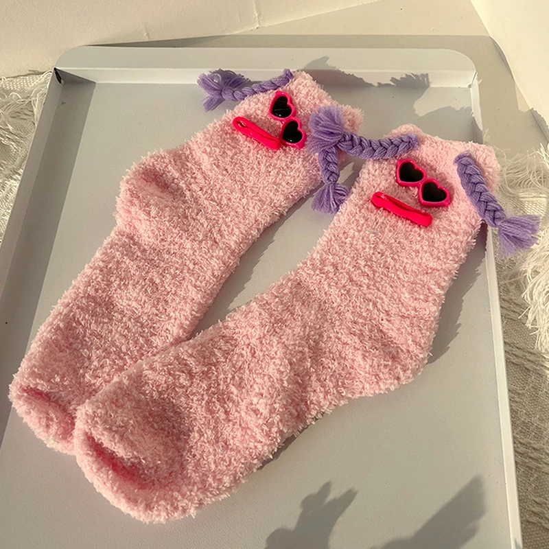 3 Pares De Calcetines Gruesos De Forro Polar Coral Para Mujer, Calcetines Ultrasuaves Y Peludos Para Dormir Y Para El Hogar, Color Variado