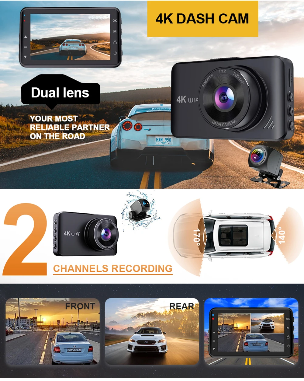  Dvr Ĺ   ,   , ڵ ī޶, Dvr  ڽ, , 4K + 1080P, 24 ð