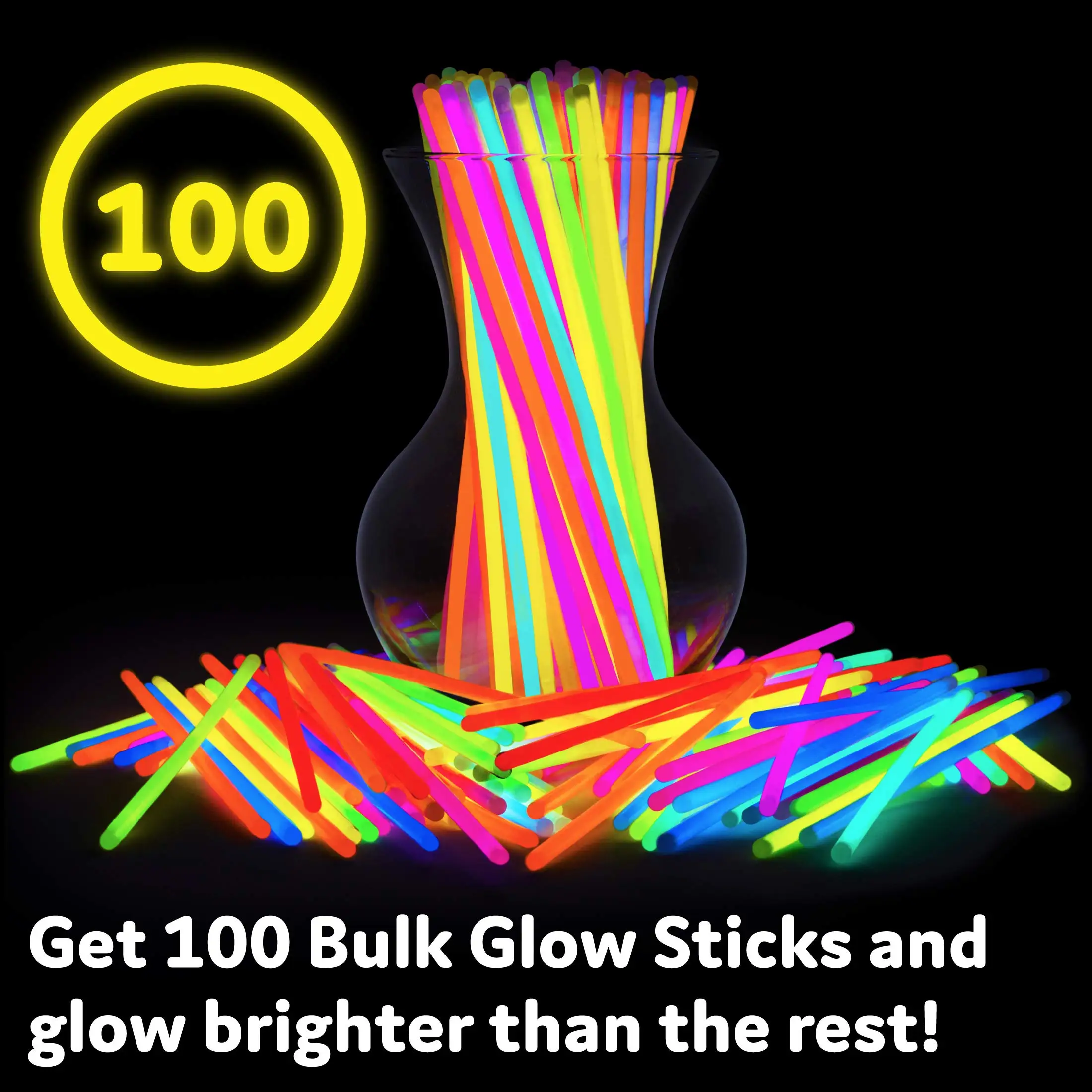 300Pcs Glow Sticks Bulk 8"Glowsticks,Glow Stick Bracelets Necklaces,Glow in the Dark Party Favor,Easter,Christmas,HalloweenParty