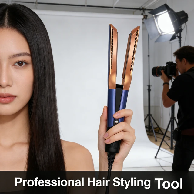 L'indispensable pour coiffer les cheveux en UE : Sèche-cheveux lisseur 2-en-1 à ions négatifs pour des soins professionnels longue durée sur cheveux humides ou secs 1
